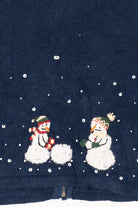 Vintage Navy Blue Breckenridge Snowmen Ugly Christmas Vest (1990s)