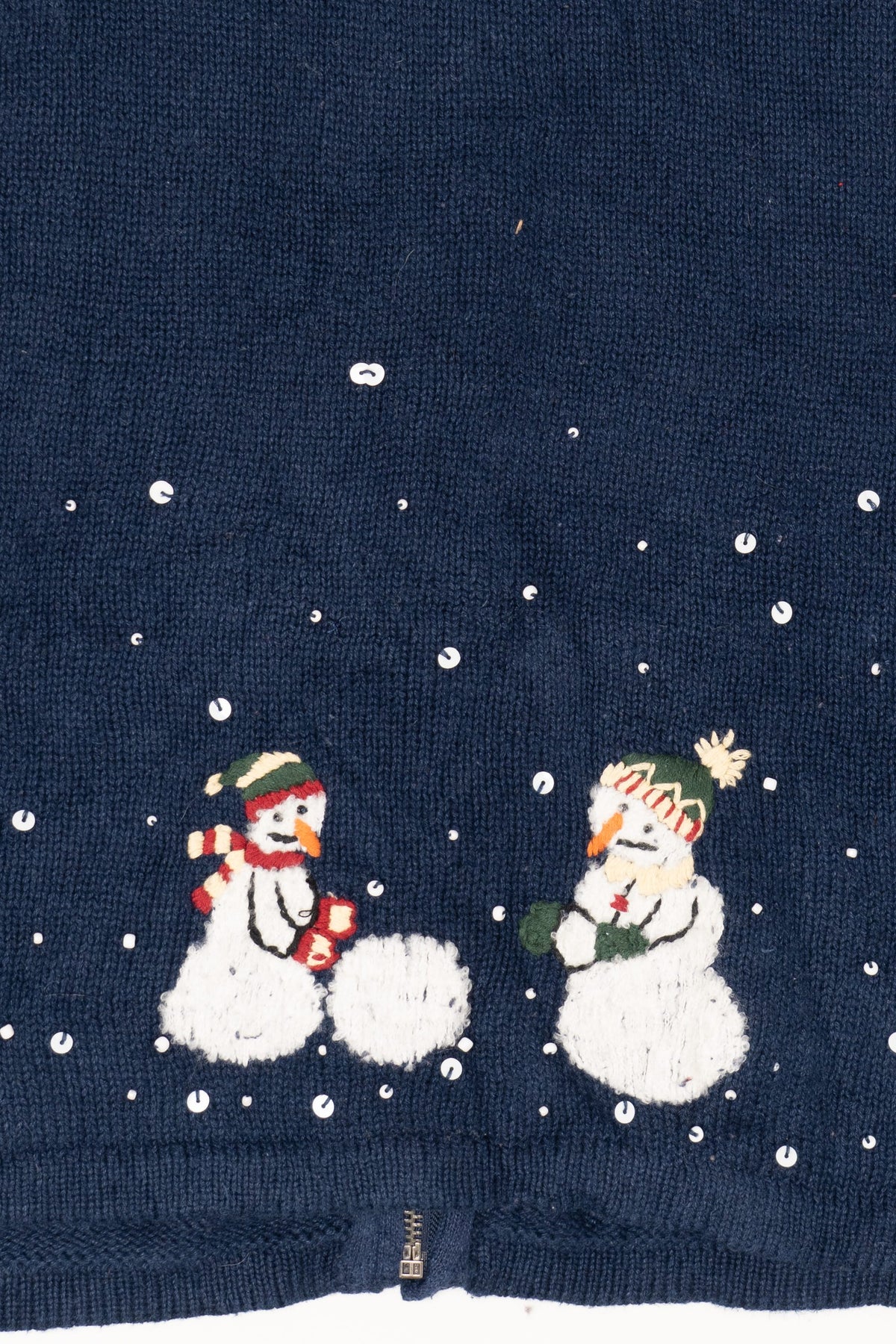 Vintage Navy Blue Breckenridge Snowmen Ugly Christmas Vest (1990s)
