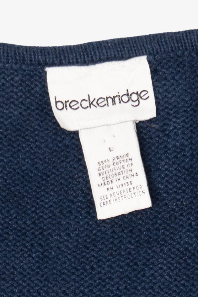 Vintage Navy Blue Breckenridge Snowmen Ugly Christmas Vest (1990s)