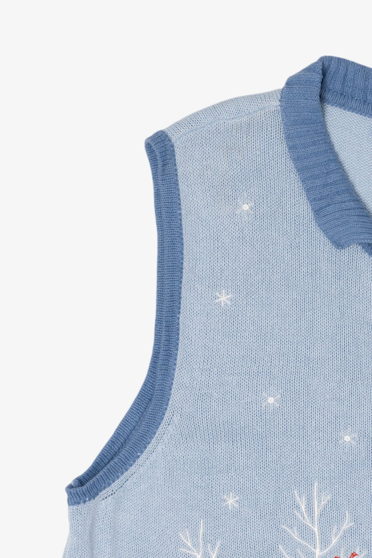 Vintage Light Blue Blair Winter Landscape Ugly Christmas Vest (1990s)
