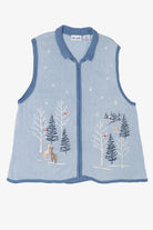 Vintage Light Blue Blair Winter Landscape Ugly Christmas Vest (1990s)