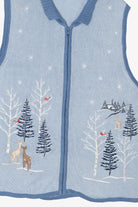 Vintage Light Blue Blair Winter Landscape Ugly Christmas Vest (1990s)