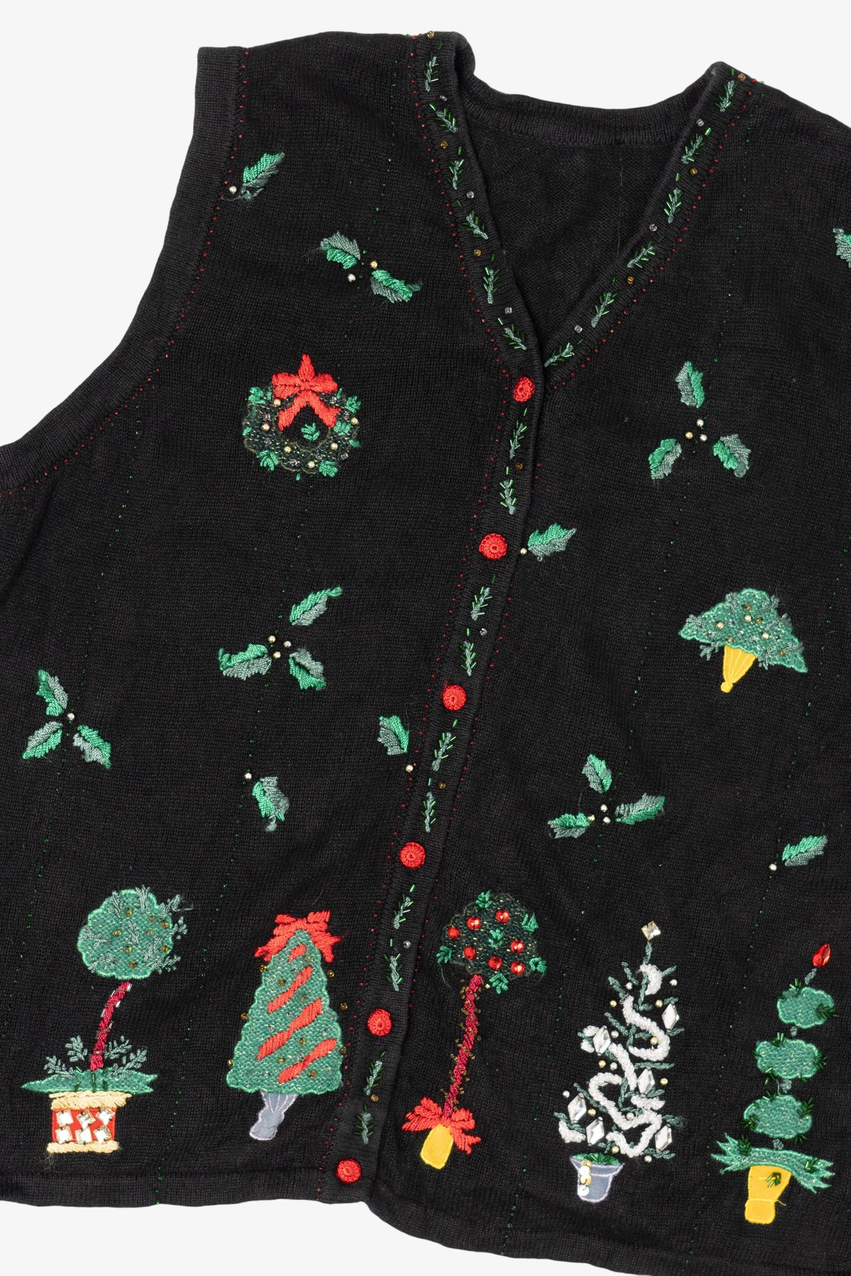 Vintage Black Trees Ugly Christmas Vest (1990s)