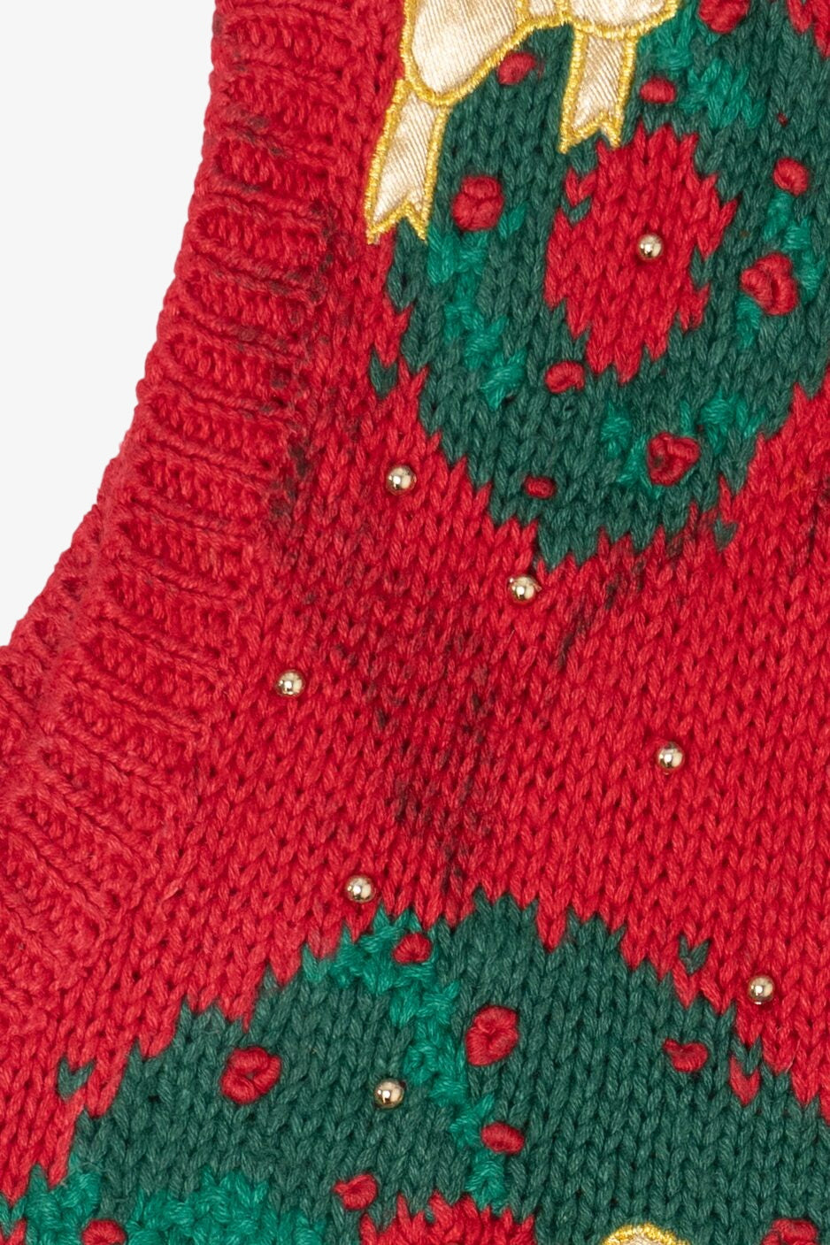 Vintage Hand Knit Red Westbound Wreaths Ugly Christmas Vest (1990s)