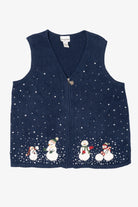 Vintage Navy Blue Breckenridge Snowmen Ugly Christmas Vest (1990s)