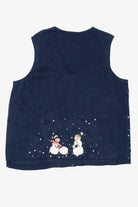 Vintage Navy Blue Breckenridge Snowmen Ugly Christmas Vest (1990s)