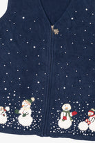 Vintage Navy Blue Breckenridge Snowmen Ugly Christmas Vest (1990s)