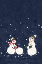 Vintage Navy Blue Breckenridge Snowmen Ugly Christmas Vest (1990s)