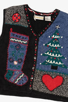 Vintage Black Sigrid Olsen Ugly Christmas Vest (1990s)