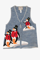 Vintage Light Blue Heirloom Collectible Penguins Christmas Vest (2000s)