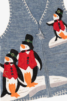 Vintage Light Blue Heirloom Collectible Penguins Christmas Vest (2000s)