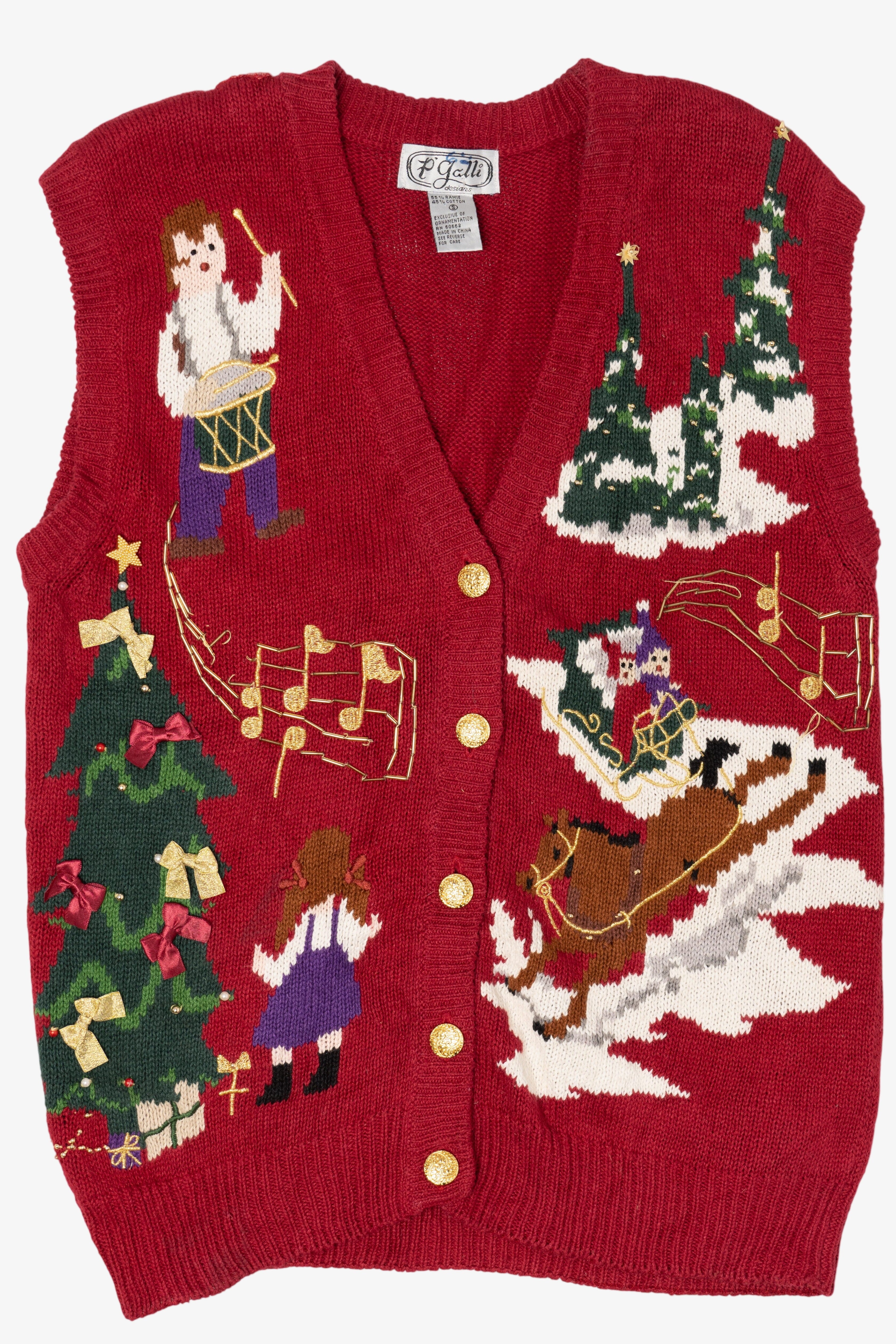 Vintage Red P'Galli Ugly Christmas Vest (1990s)