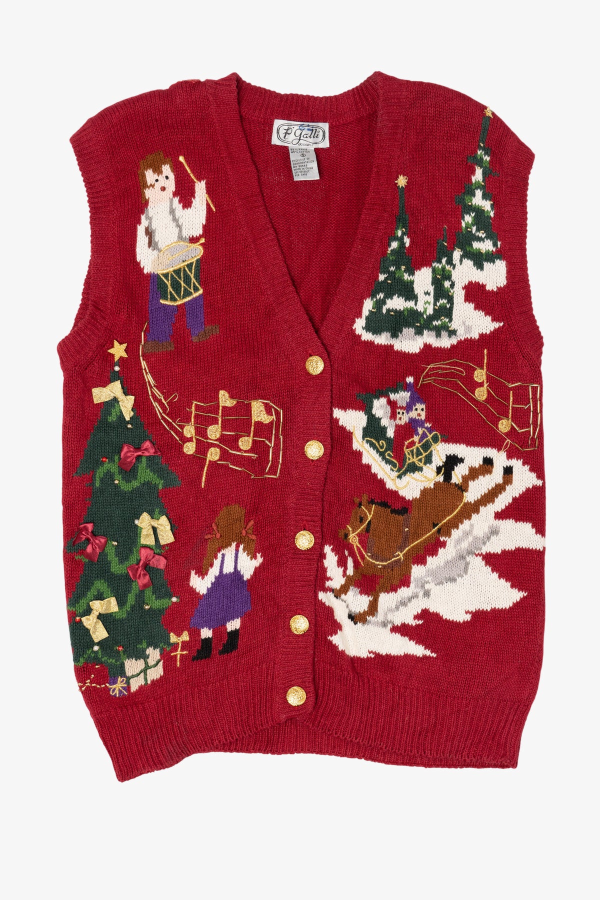 Vintage Red P'Galli Ugly Christmas Vest (1990s)