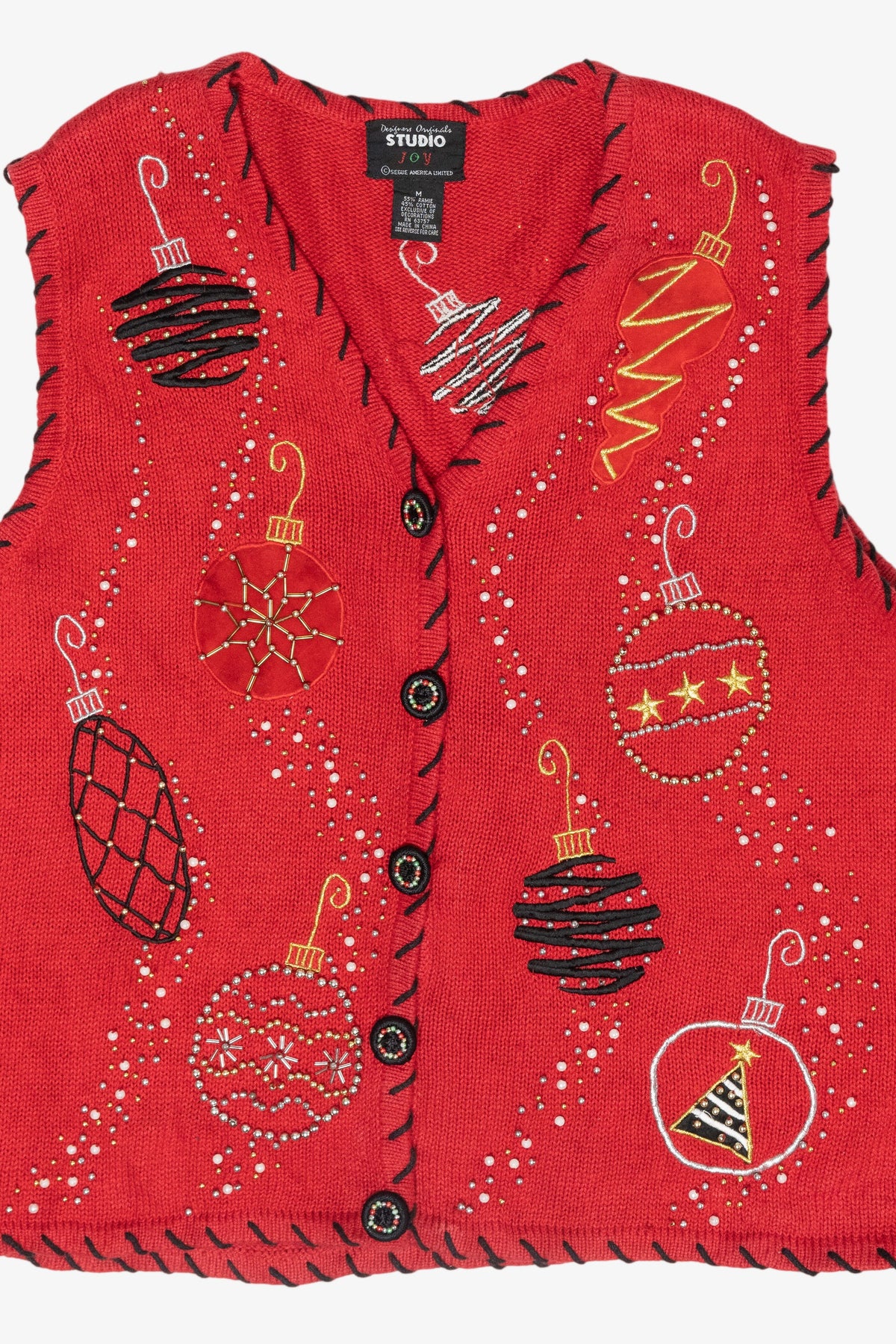 Beaded Ornaments Vintage Ugly Christmas Sweater Vest (2000s)