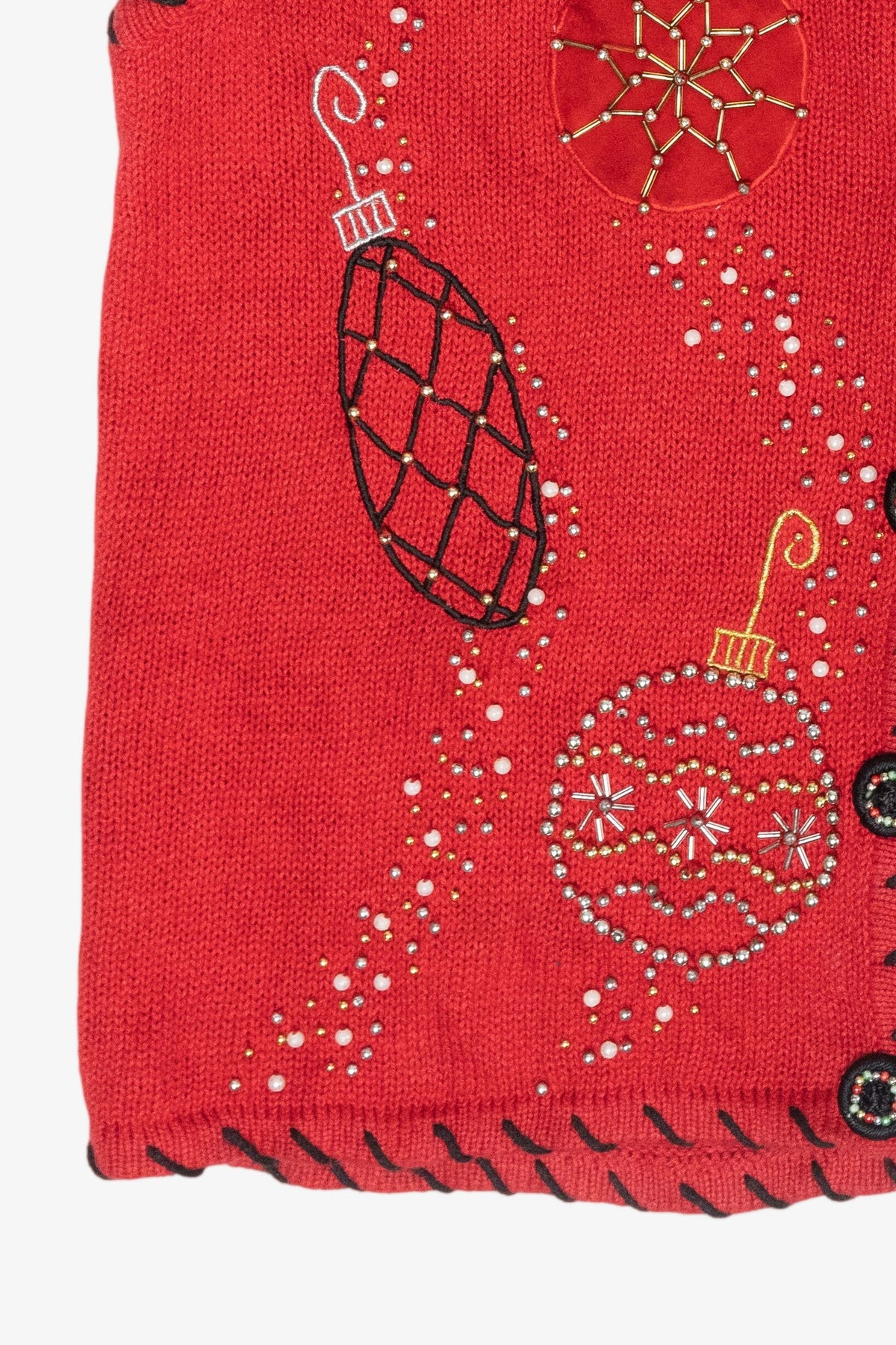 Beaded Ornaments Vintage Ugly Christmas Sweater Vest (2000s)