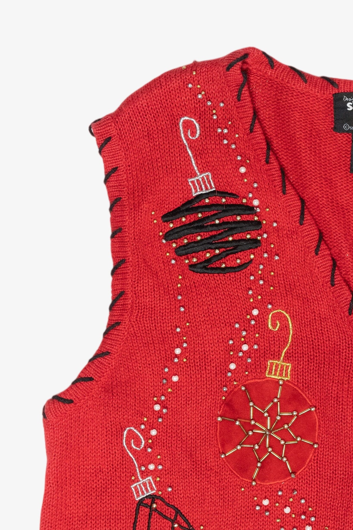 Beaded Ornaments Vintage Ugly Christmas Sweater Vest (2000s)