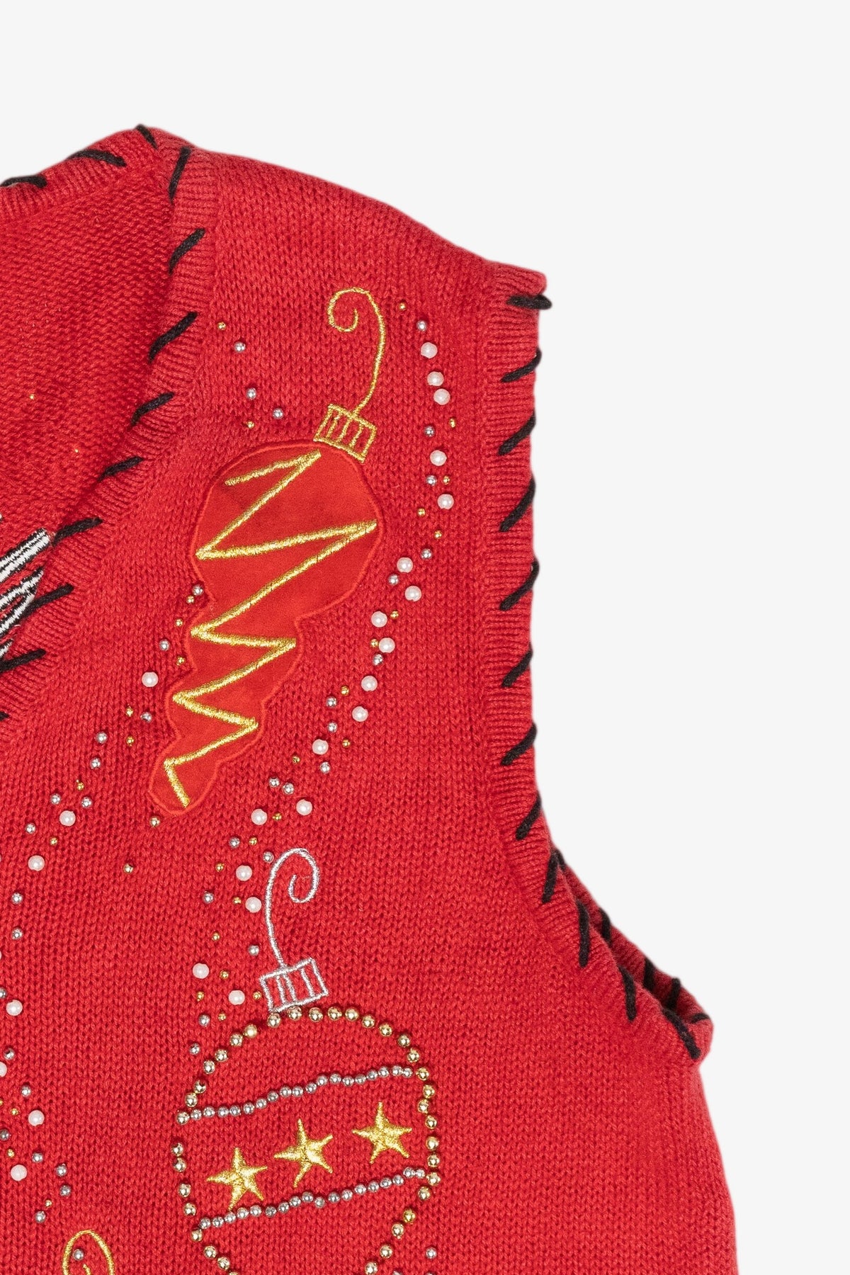 Beaded Ornaments Vintage Ugly Christmas Sweater Vest (2000s)