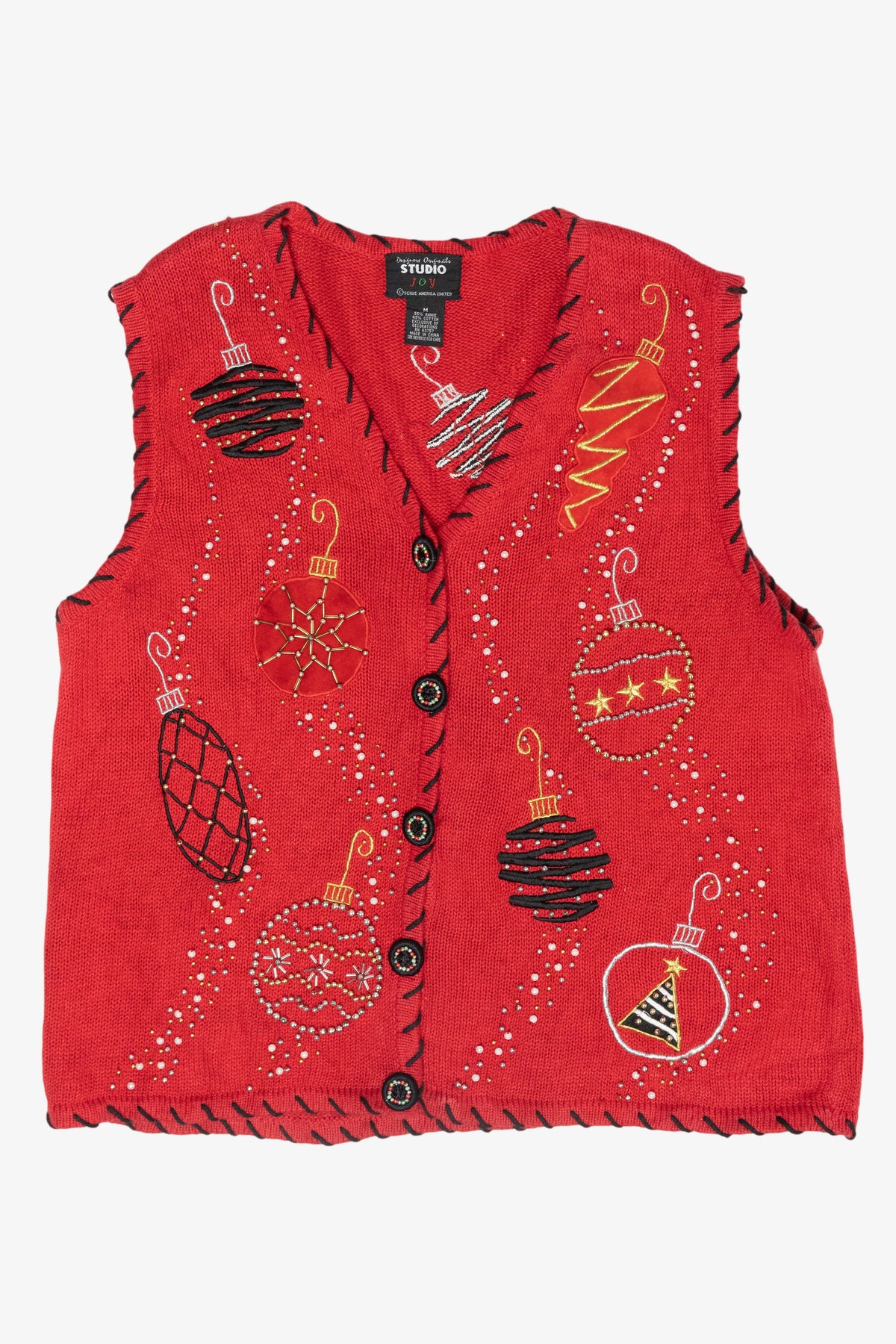 Beaded Ornaments Vintage Ugly Christmas Sweater Vest (2000s)