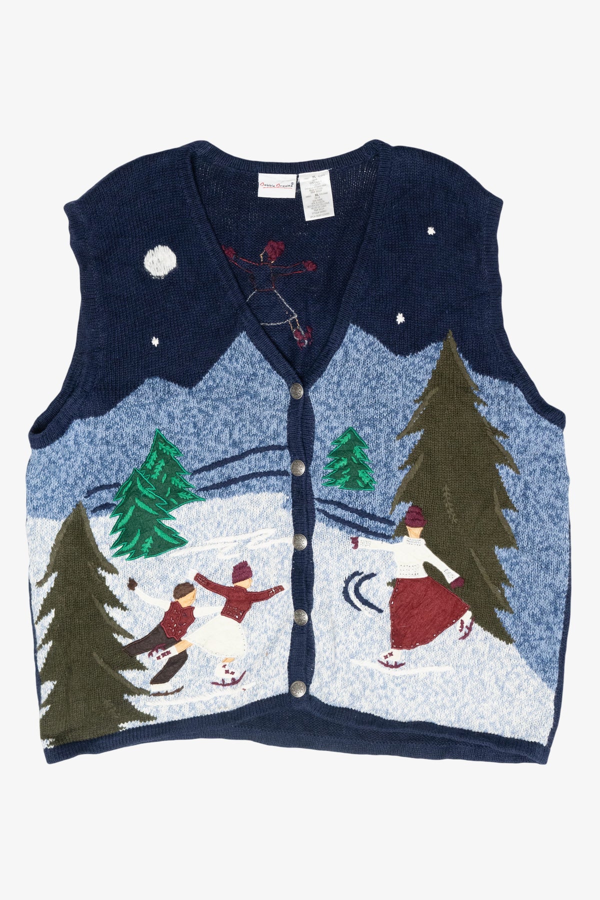 Ice Skaters Vintage Ugly Christmas Sweater Vest (1990s)