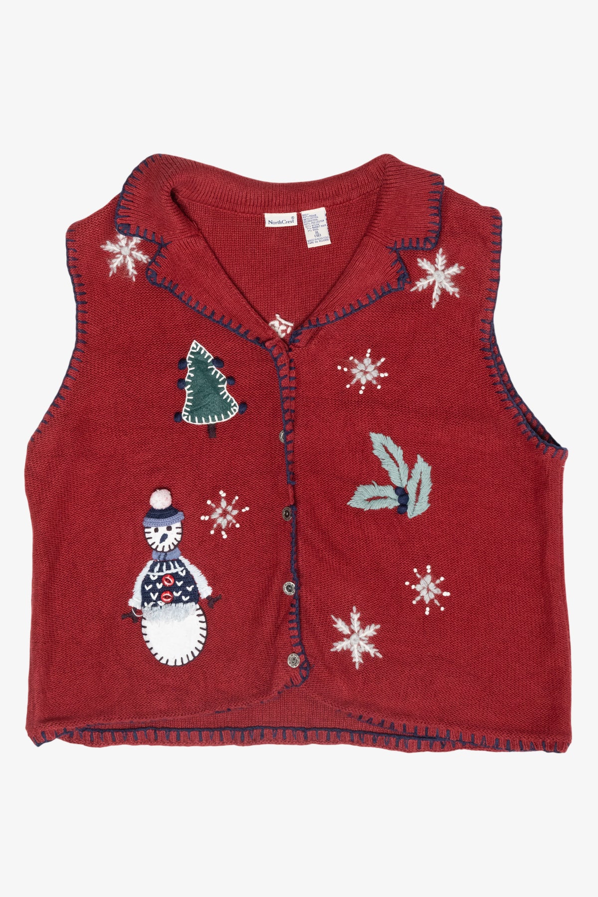 Cozy Snowman Vintage Ugly Christmas Sweater Vest (1990s)