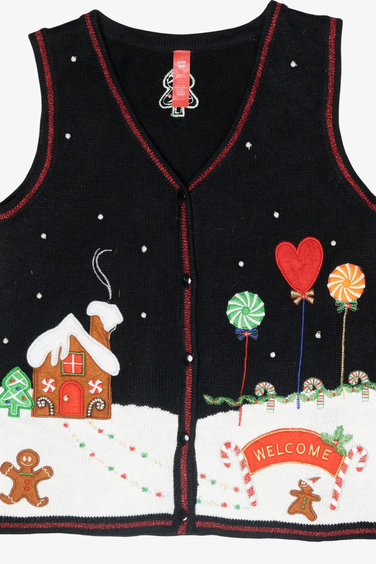 Gingerbread House Vintage Ugly Christmas Sweater Vest (2000s)