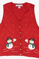 Snowmen Vintage Ugly Christmas Sweater Vest (2000s)