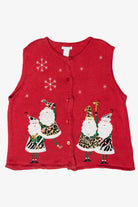 Animal Print Santas Vintage Ugly Christmas Sweater Vest (2000s)