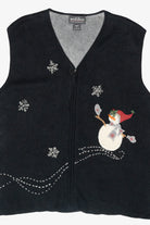 Windy Snowman Vintage Ugly Christmas Sweater Vest (2000s)