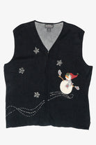 Windy Snowman Vintage Ugly Christmas Sweater Vest (2000s)