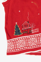 Winter Cabins Vintage Ugly Christmas Sweater Vest (2000s)