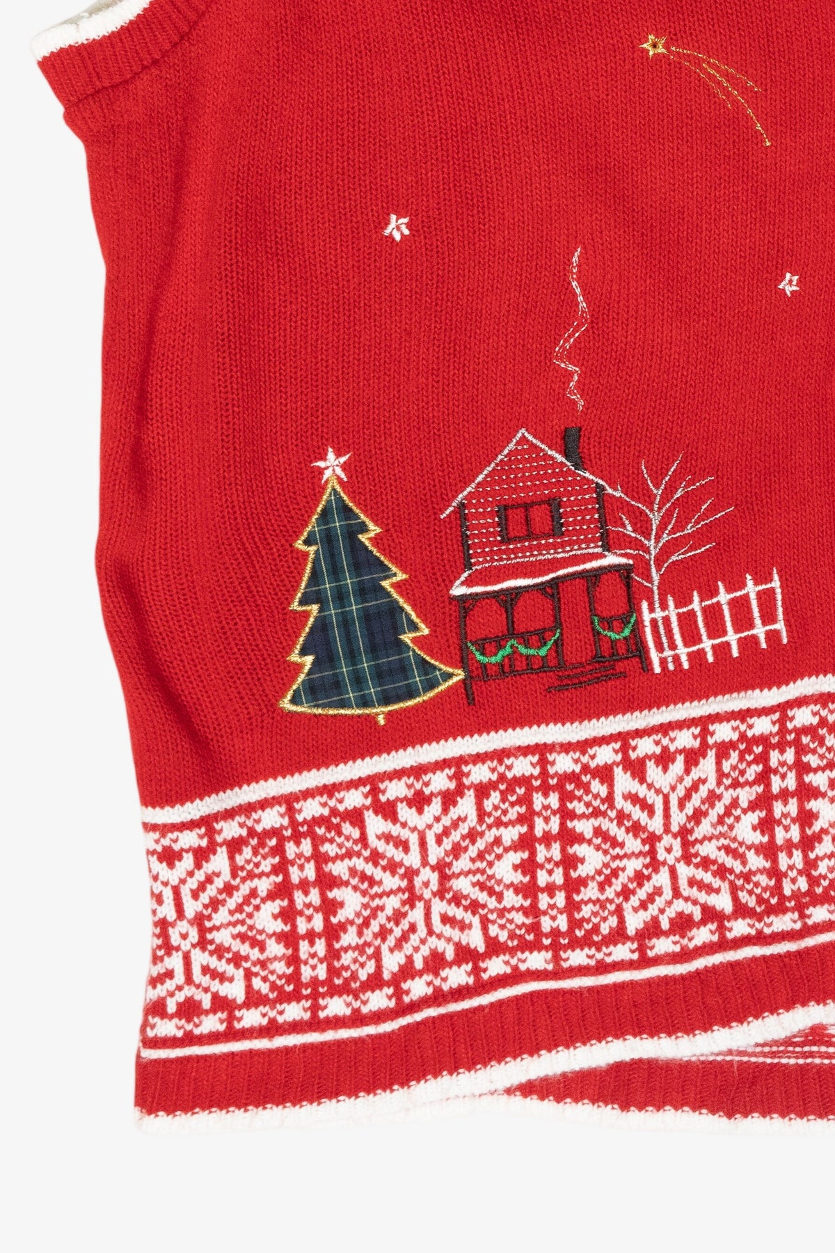 Winter Cabins Vintage Ugly Christmas Sweater Vest (2000s)