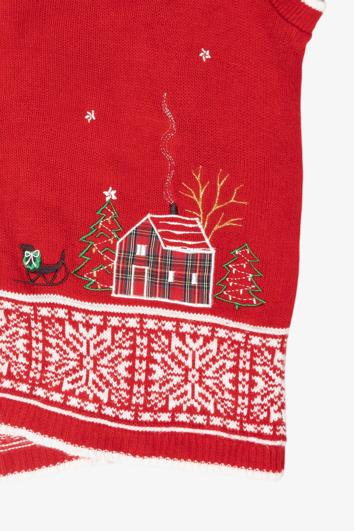 Winter Cabins Vintage Ugly Christmas Sweater Vest (2000s)