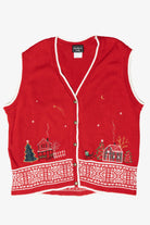 Winter Cabins Vintage Ugly Christmas Sweater Vest (2000s)