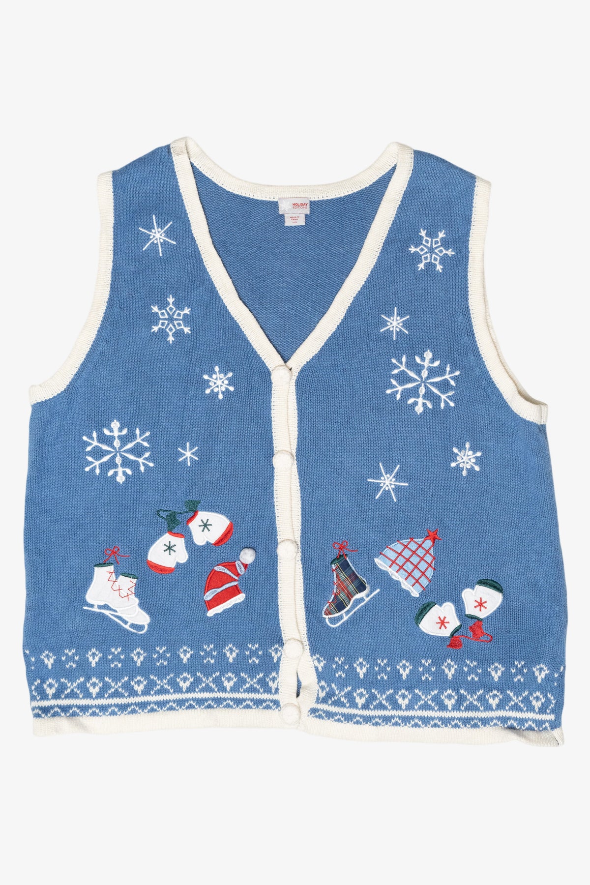 Mittens & Skates Vintage Ugly Christmas Sweater Vest (2000s)