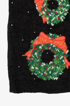 Vintage Black Marisa Christina Wreaths Ugly Christmas Vest (1990s)