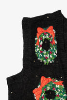 Vintage Black Marisa Christina Wreaths Ugly Christmas Vest (1990s)