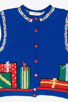Presents Knit Trim Vintage Ugly Christmas Sweater Vest (1980s)