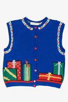 Presents Knit Trim Vintage Ugly Christmas Sweater Vest (1980s)
