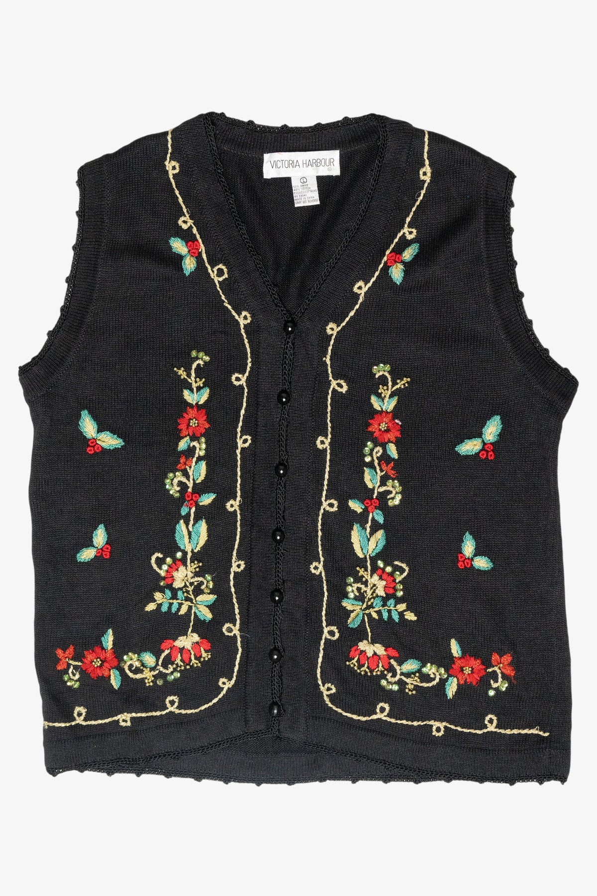 Holly Vintage Ugly Christmas Sweater Vest (1990s)