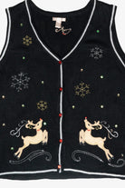Whimsical Reindeer Vintage Ugly Christmas Sweater Vest (2000s)