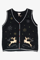 Whimsical Reindeer Vintage Ugly Christmas Sweater Vest (2000s)