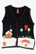 Gingerbread House Vintage Ugly Christmas Sweater Vest (2000s)