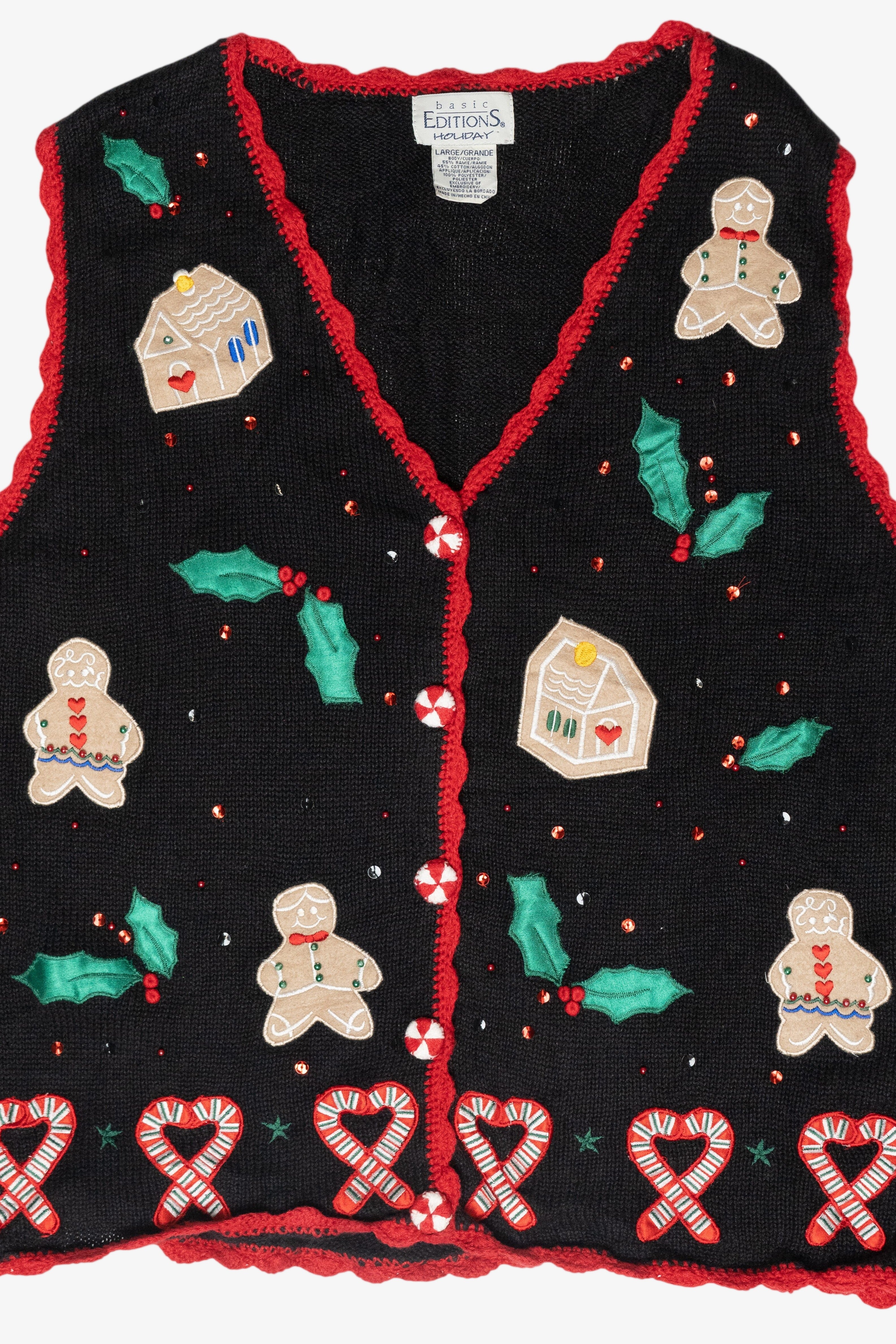 Gingerbread Cookies Vintage Ugly Christmas Sweater Vest (1990s)
