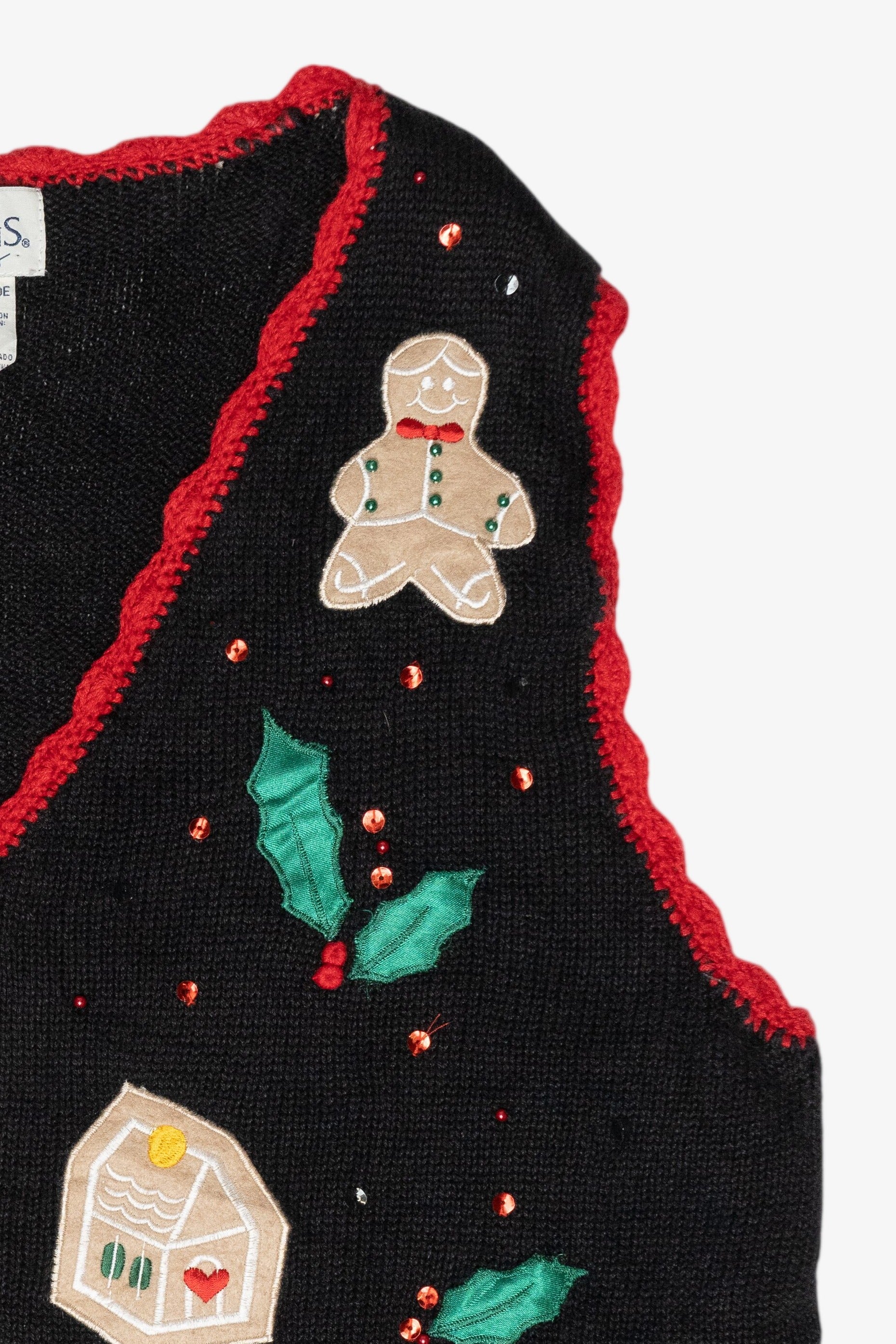 Gingerbread Cookies Vintage Ugly Christmas Sweater Vest (1990s)