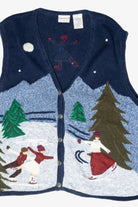 Ice Skaters Vintage Ugly Christmas Sweater Vest (1990s)