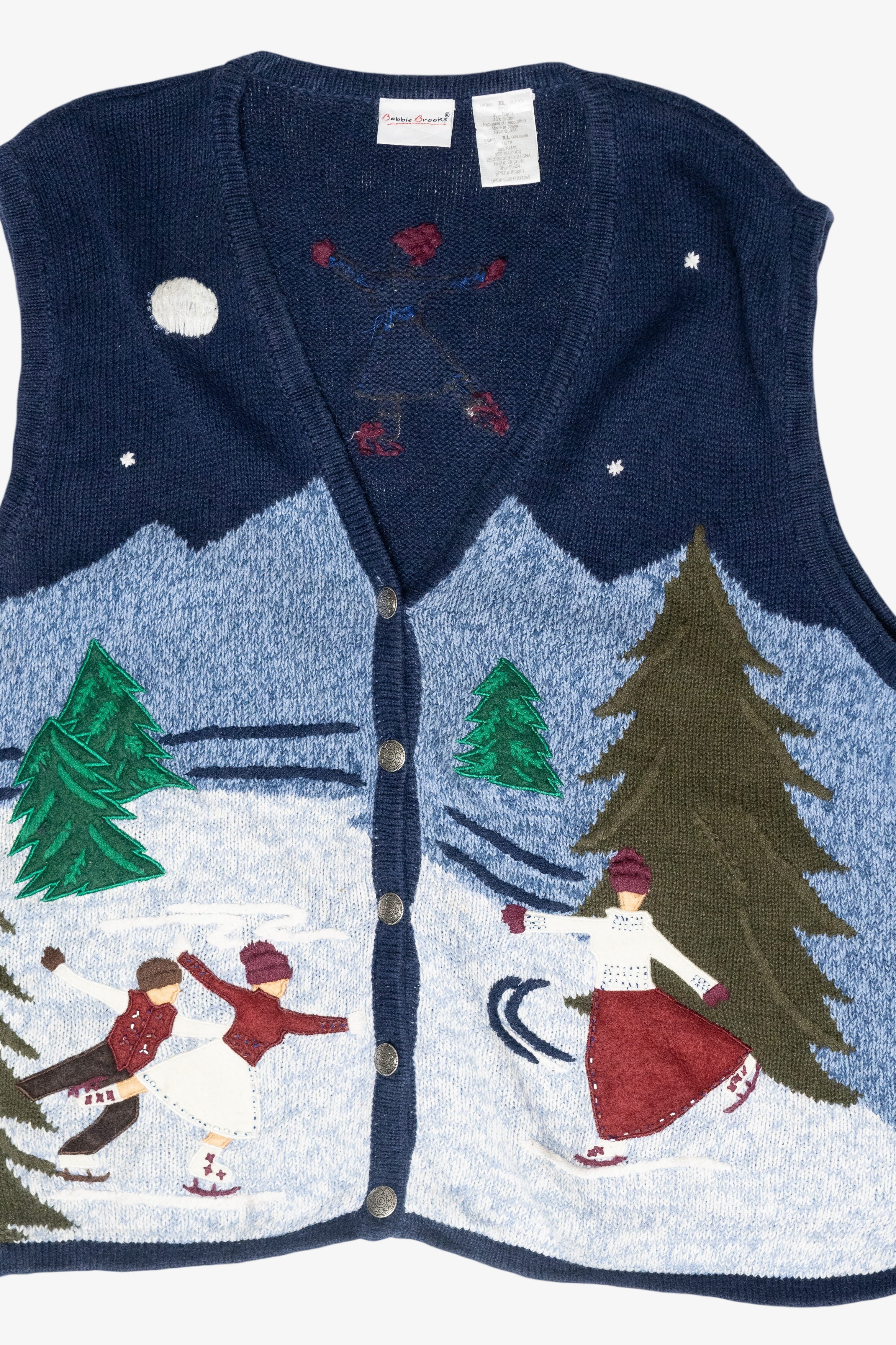 Ice Skaters Vintage Ugly Christmas Sweater Vest (1990s)