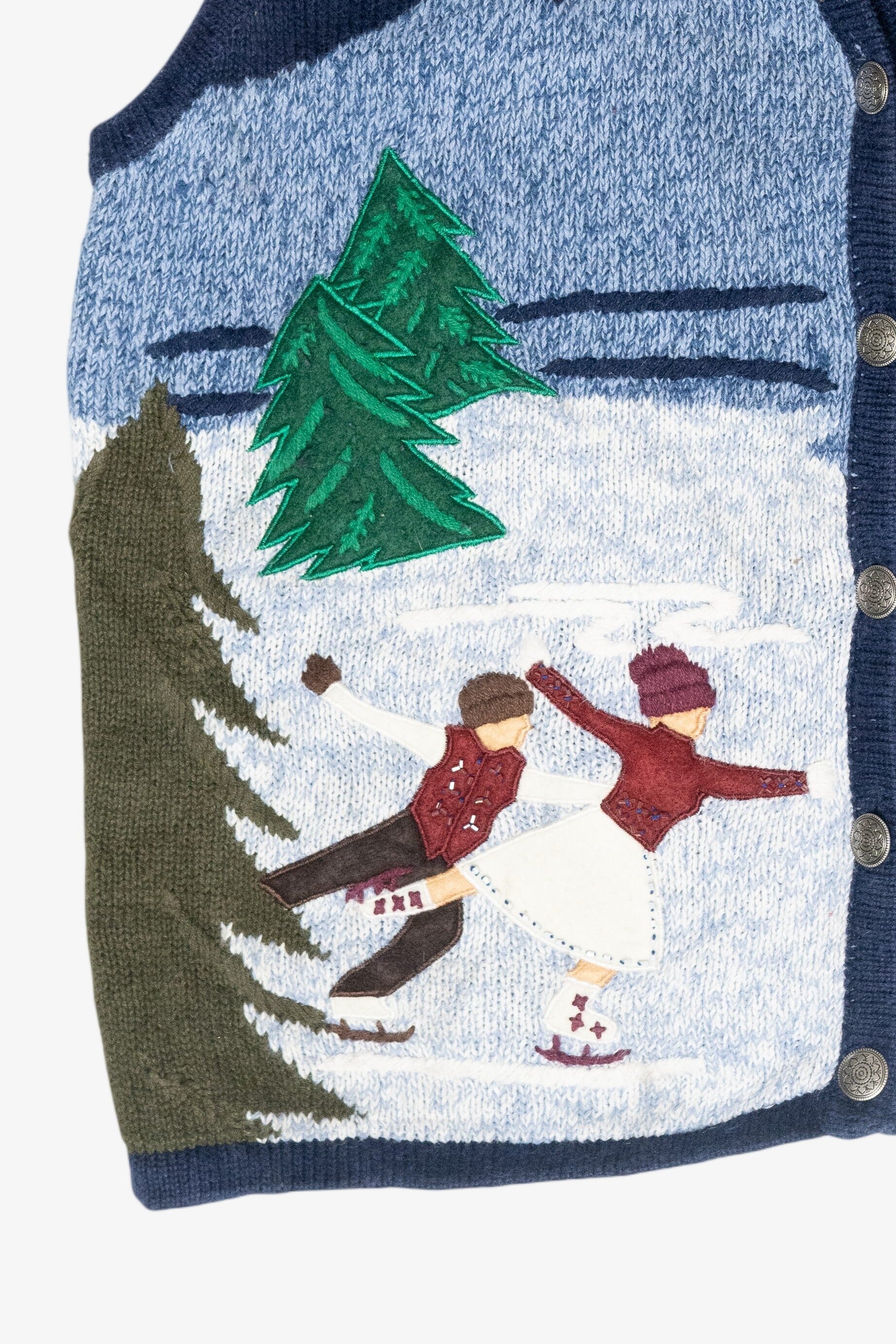 Ice Skaters Vintage Ugly Christmas Sweater Vest (1990s)