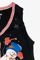 Candy Cane Stripe Snowmen Vintage Ugly Christmas Sweater Vest (2000s)