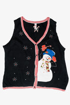 Candy Cane Stripe Snowmen Vintage Ugly Christmas Sweater Vest (2000s)