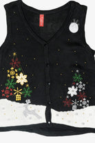 Prancing Reindeer Snowflake Vintage Ugly Christmas Sweater Vest (2000s)
